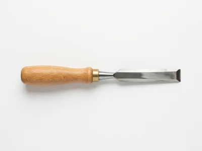 Woodworking Chisel With Wooden Handle On White Background