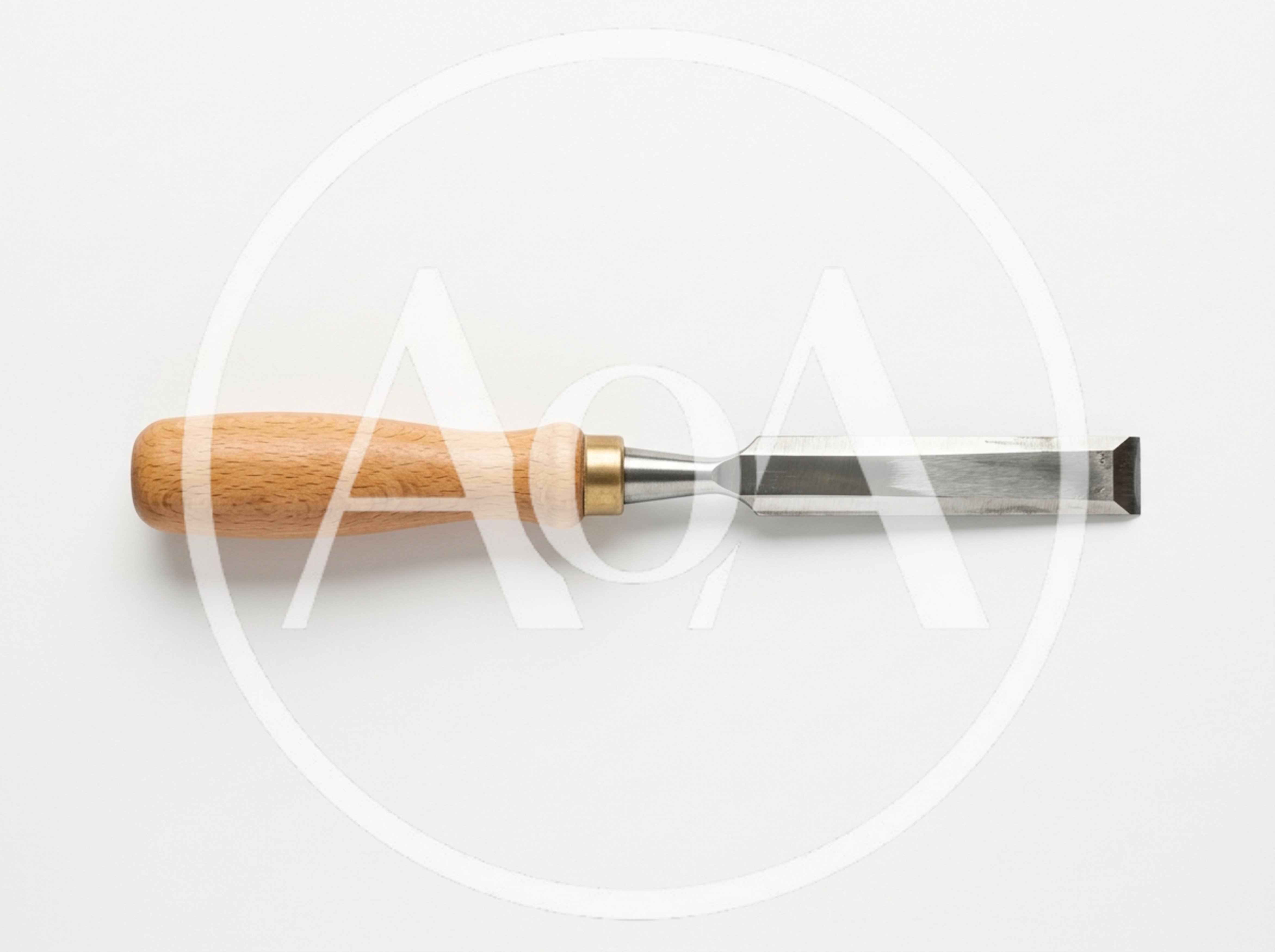Woodworking Chisel With Wooden Handle On White Background