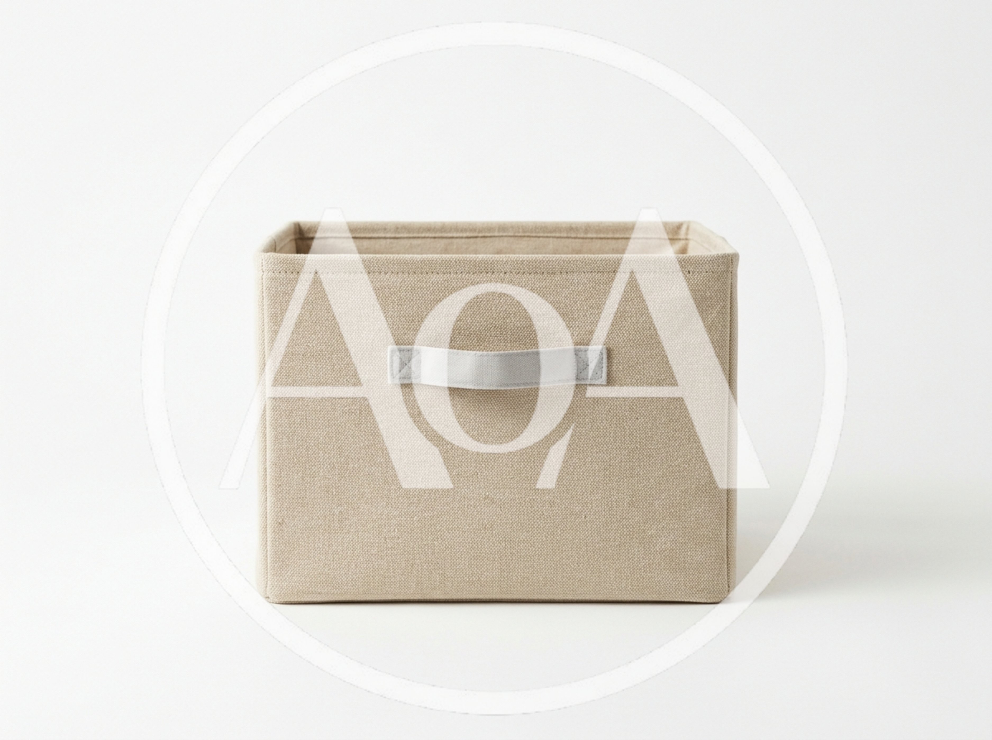 Beige Fabric Storage Bin With Handle