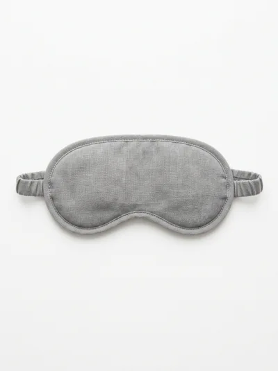 Grey Linen Sleep Mask On White Background
