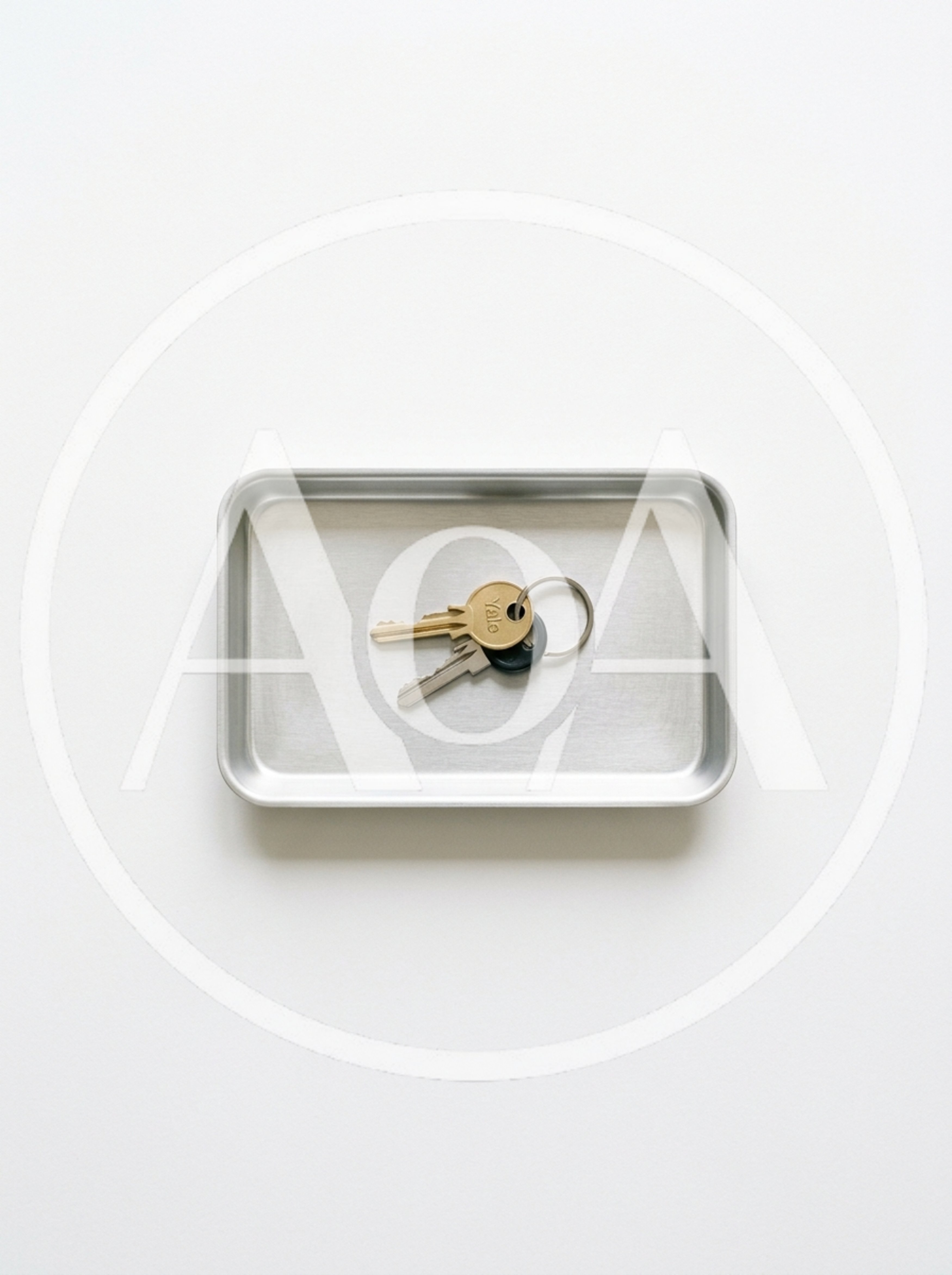 Keys Resting In A Minimalist Metal Tray