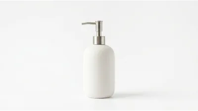 White Ceramic Soap Dispenser With Brushed Metal Pump