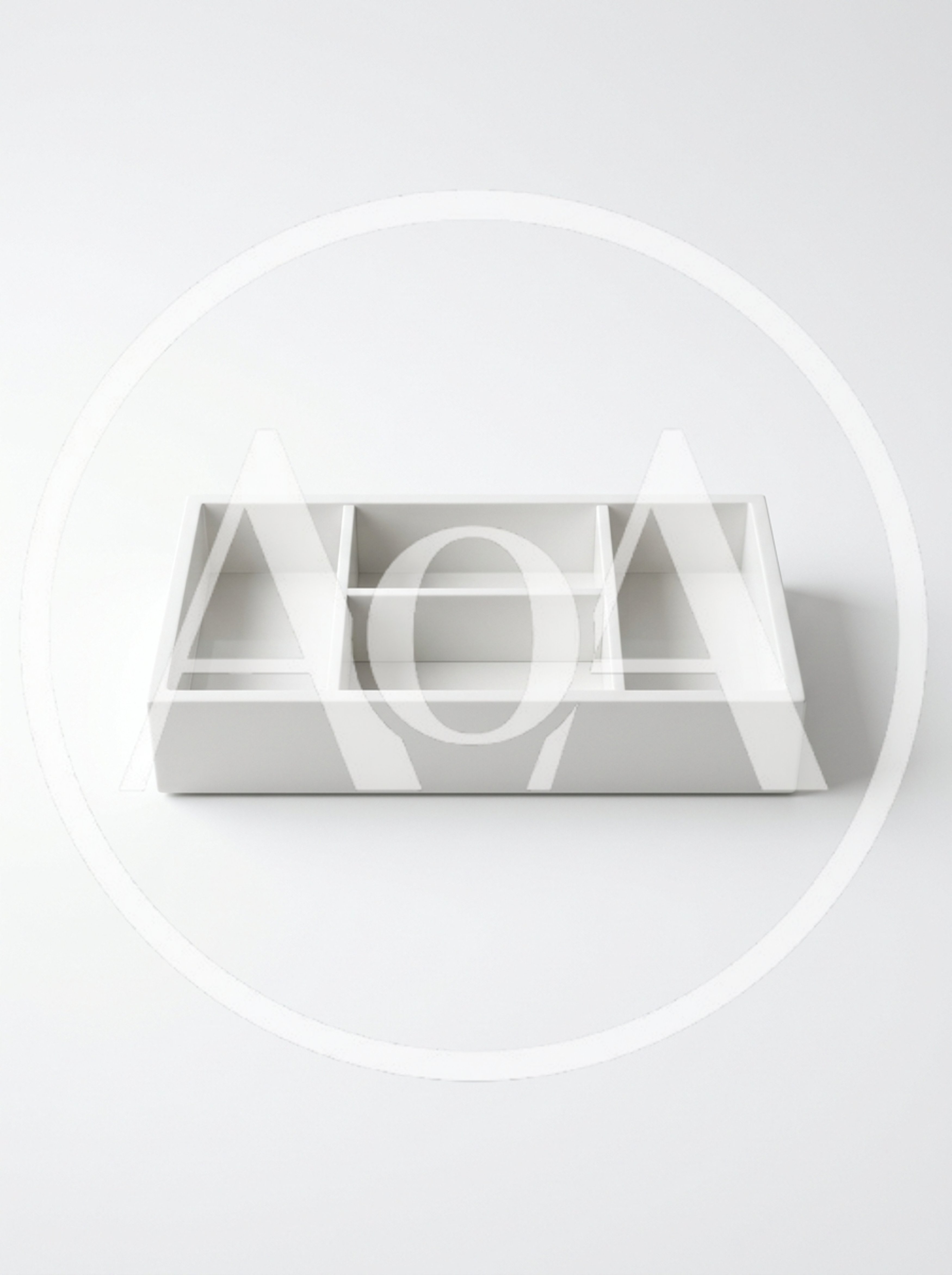 Empty White Rectangular Desk Organizer Tray