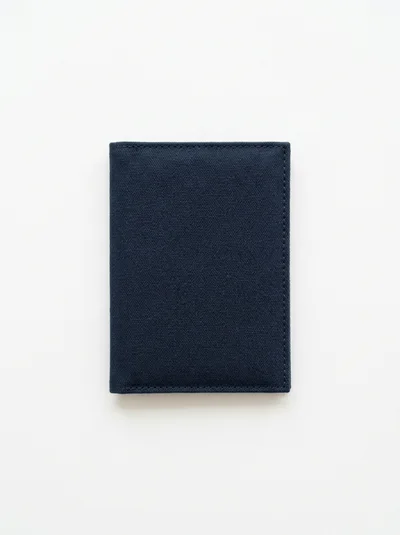 Minimalist Navy Blue Canvas Wallet On White Background