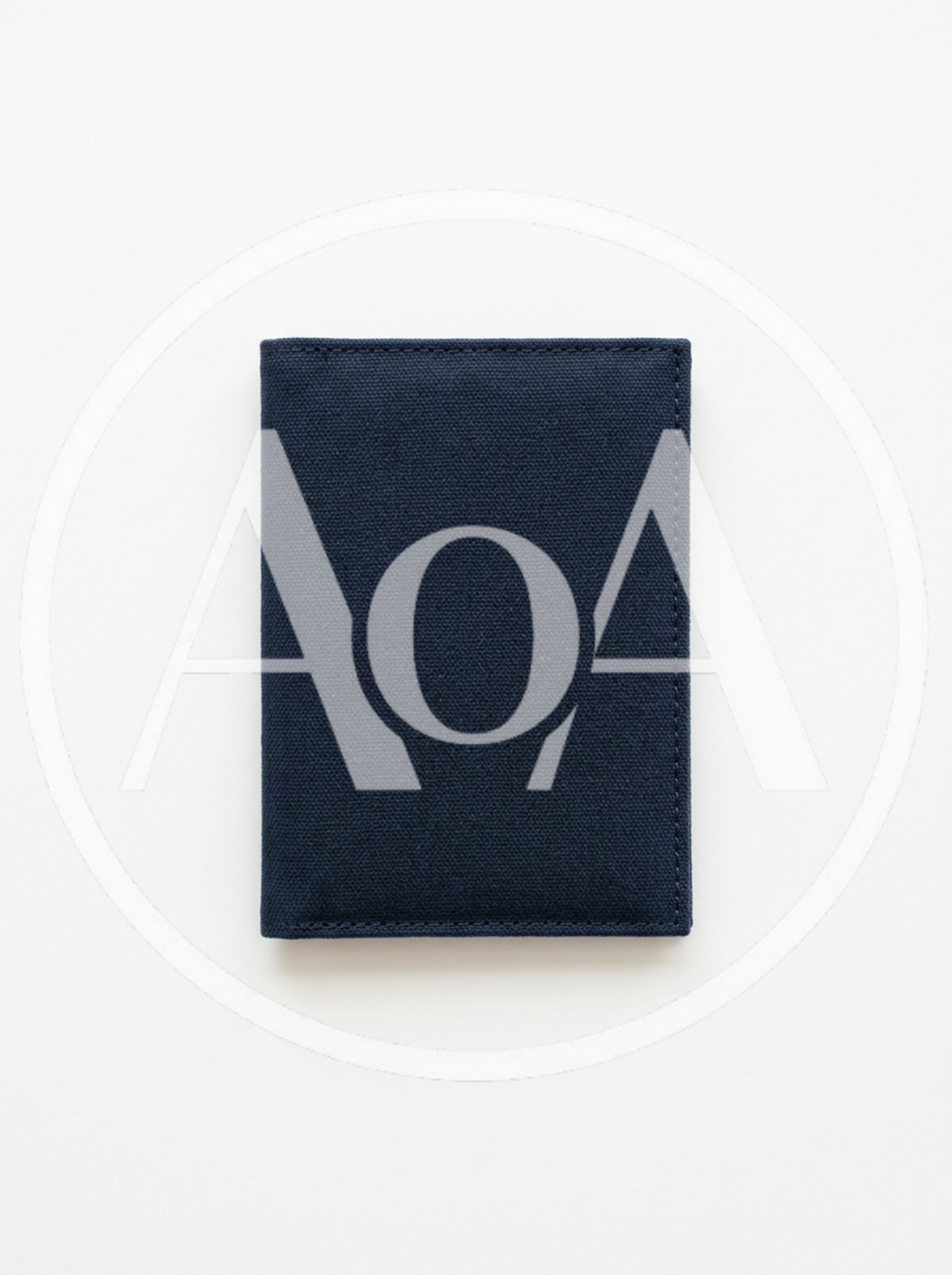 Minimalist Navy Blue Canvas Wallet On White Background