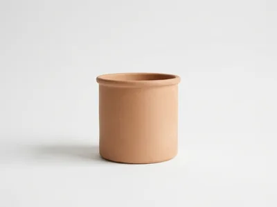Minimalist Terracotta Clay Pot On White Background