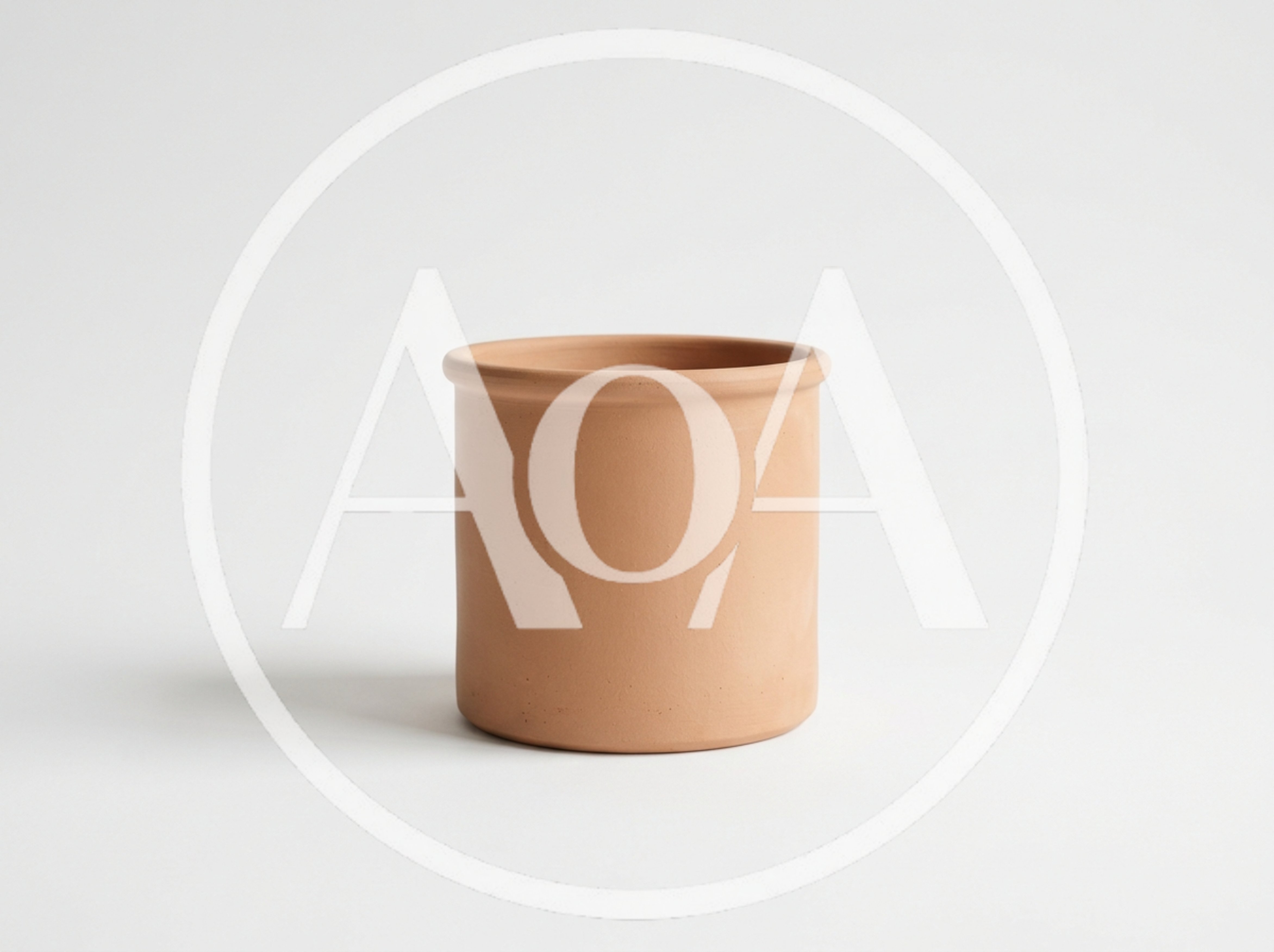 Minimalist Terracotta Clay Pot On White Background