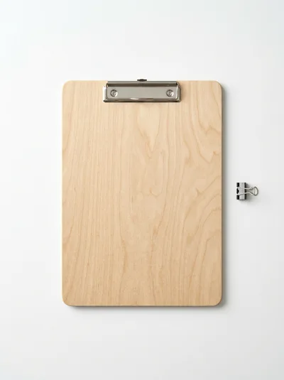 Wooden Clipboard With Binder Clip On White Background