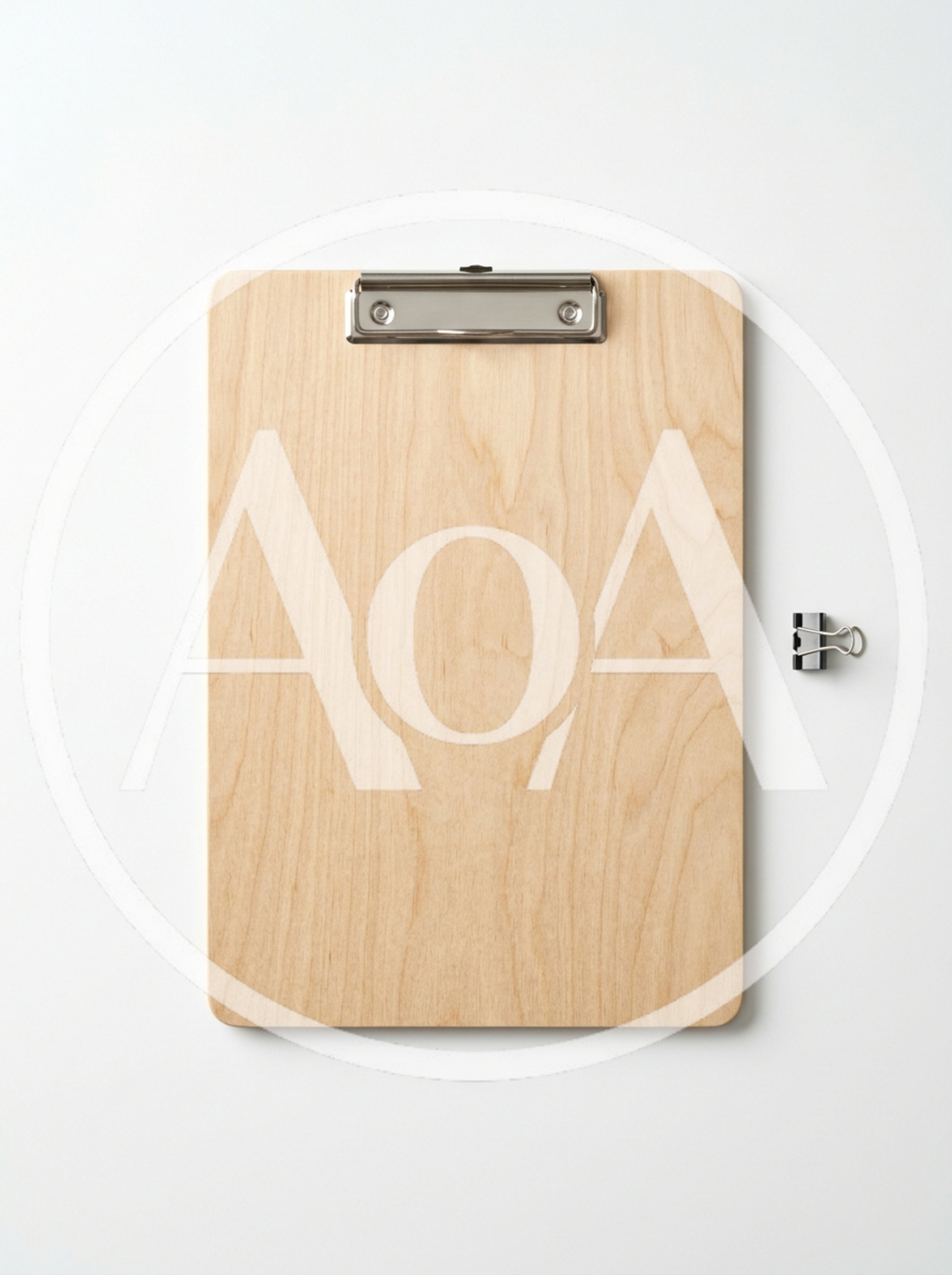 Wooden Clipboard With Binder Clip On White Background