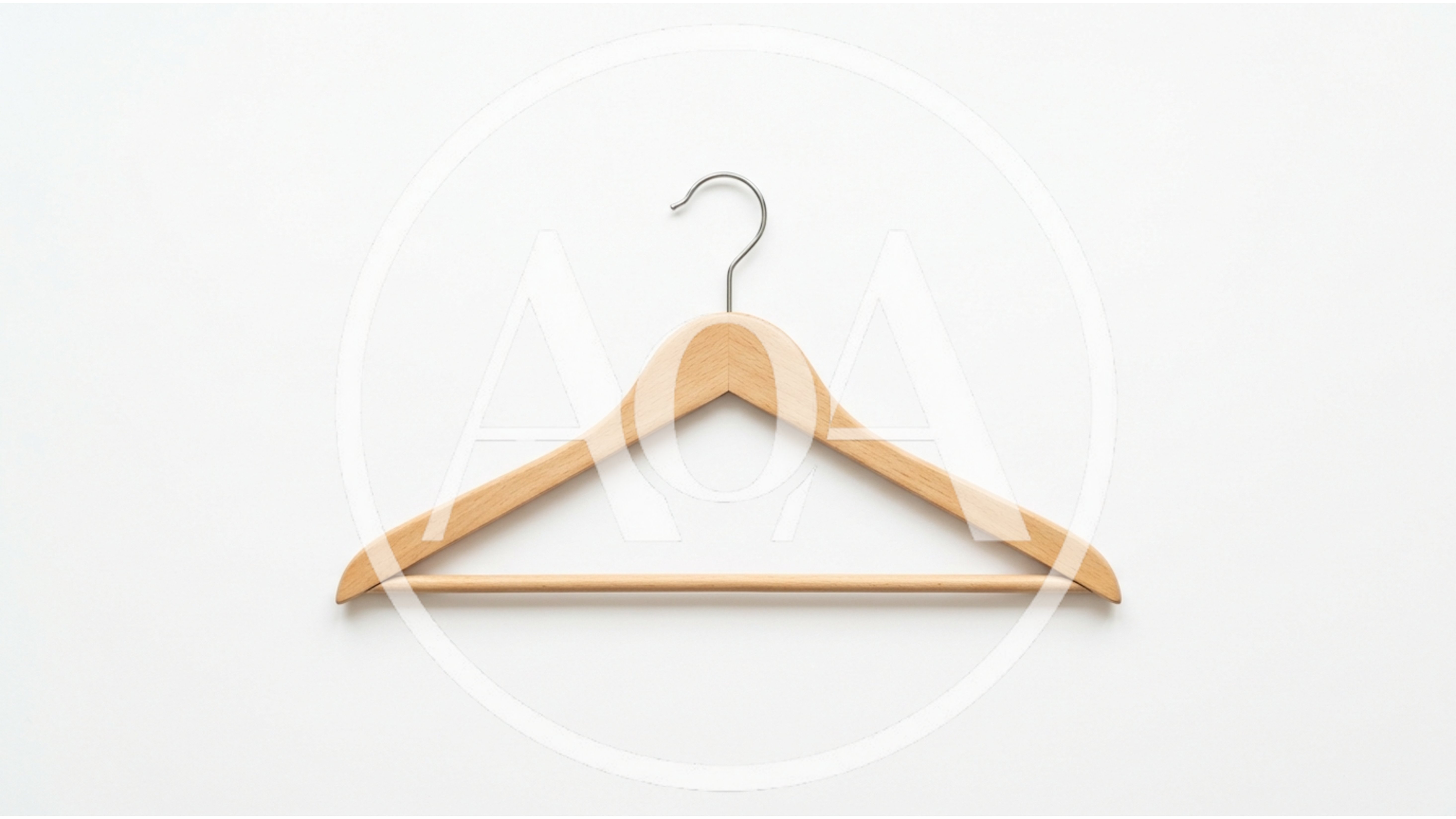 Wooden Clothes Hanger Isolated On White Background