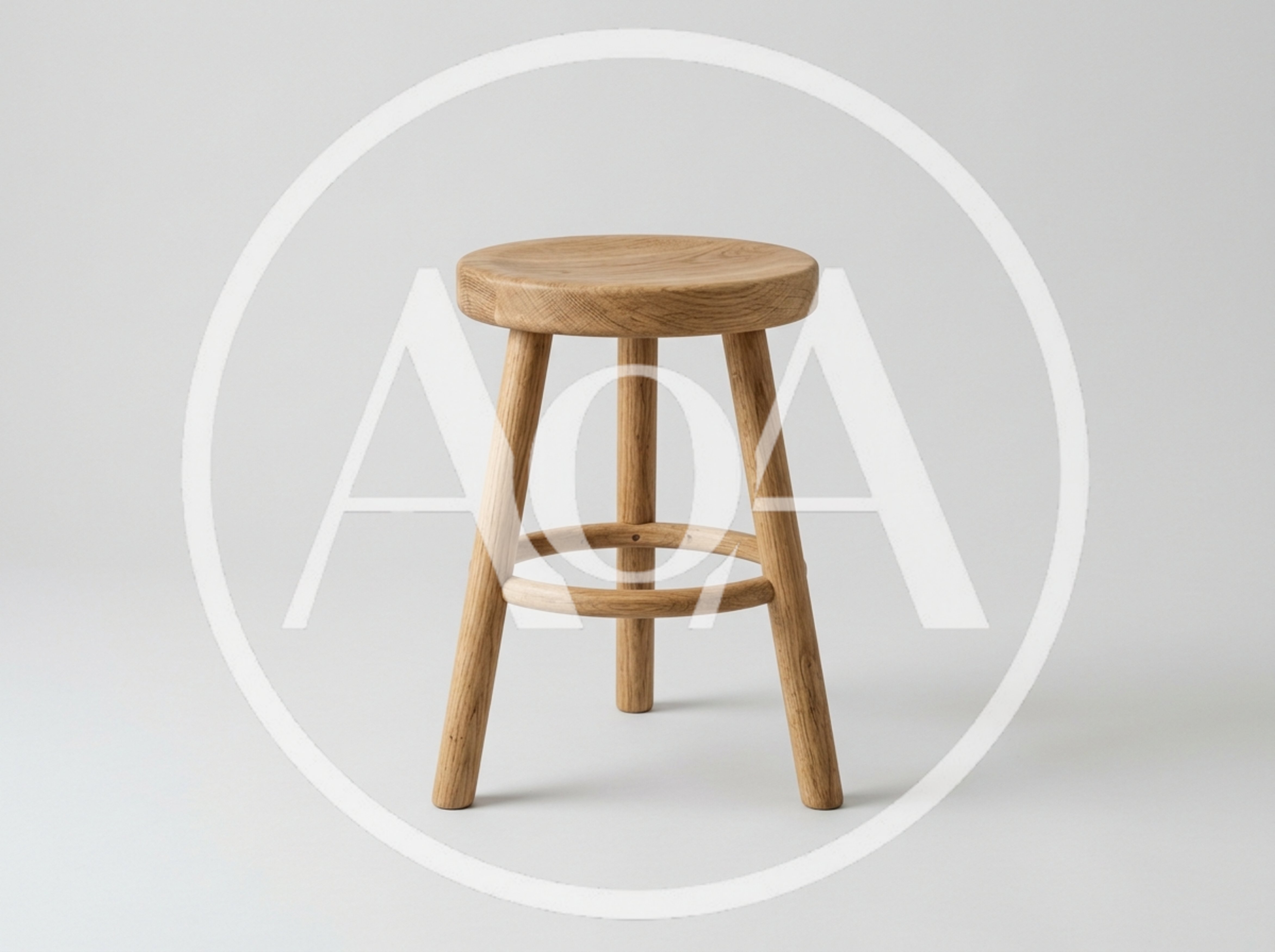 Minimalist Wooden Stool On White Background