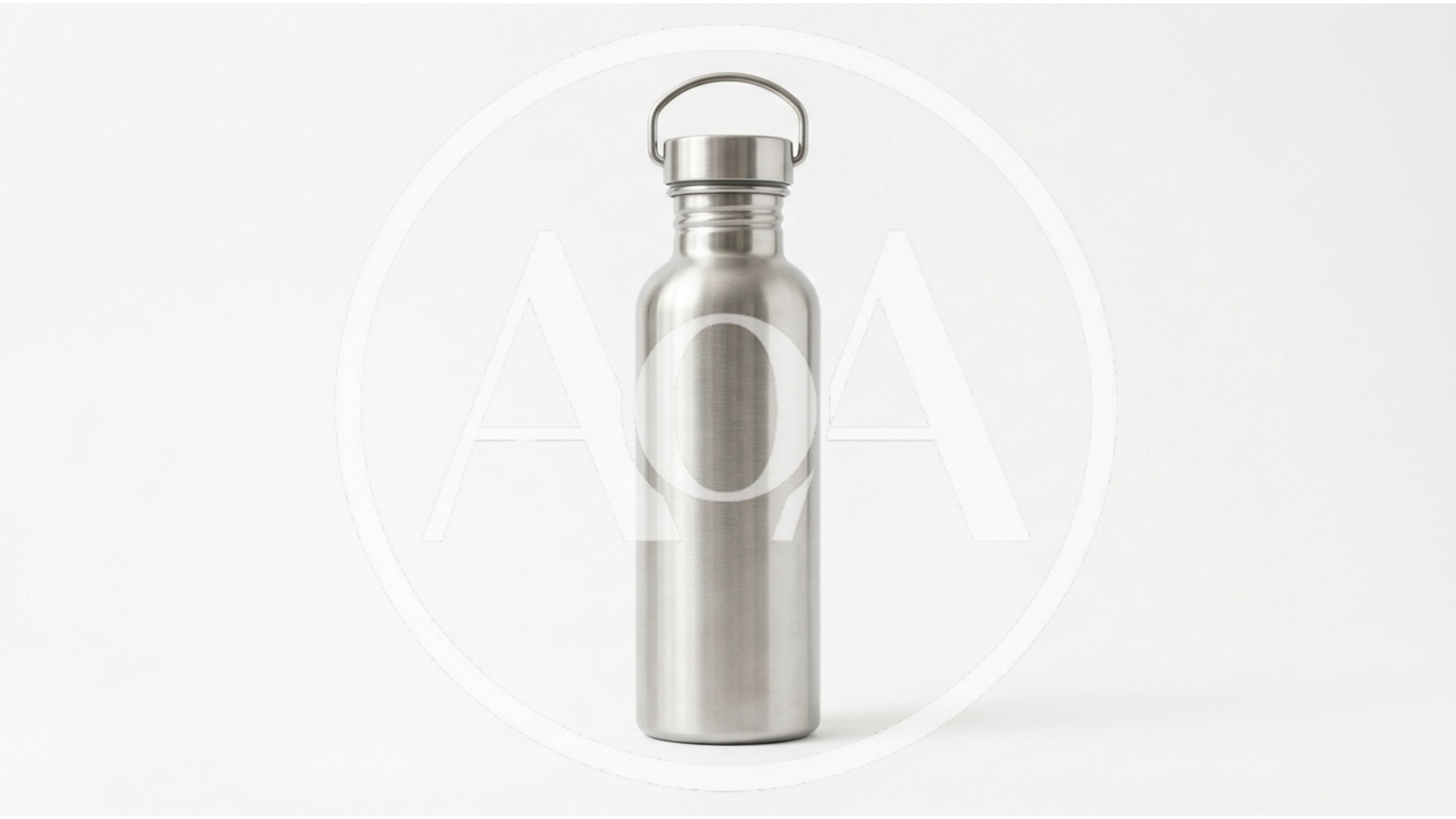 Stainless Steel Reusable Water Bottle on White Background