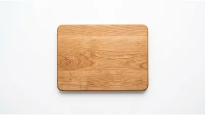Rectangular Wooden Cutting Board On White Background