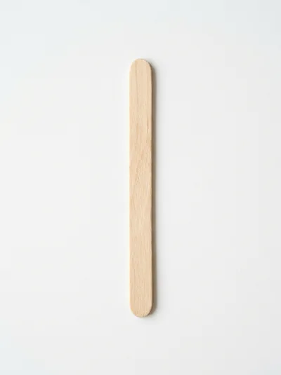 Single Wooden Popsicle Stick On White Background