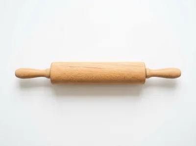 Wooden Rolling Pin Isolated On White Background