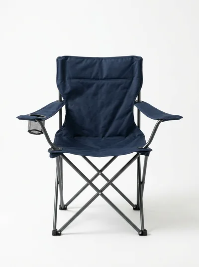 Blue Folding Camping Chair On White Background