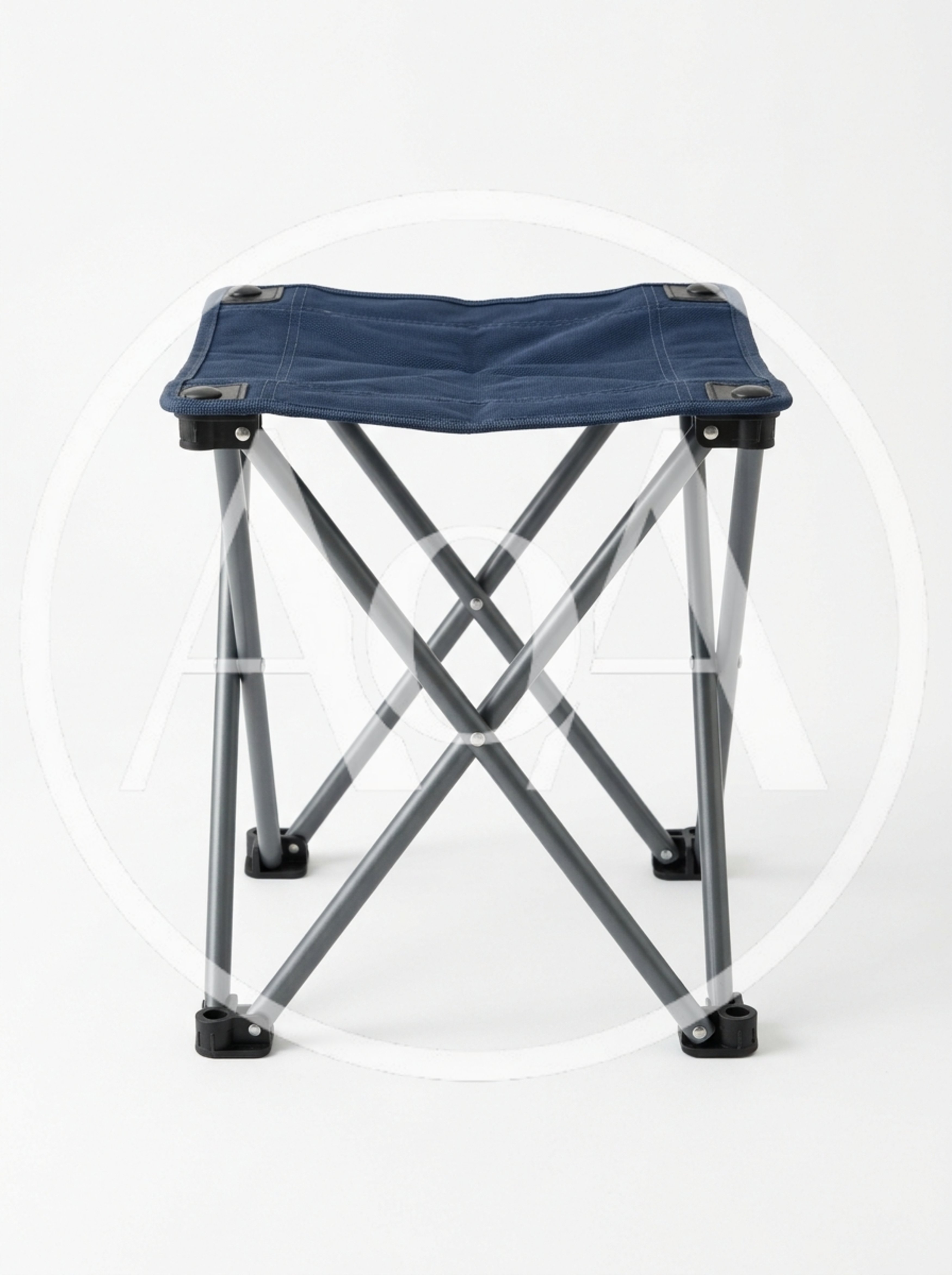 Portable Folding Camping Stool With Blue Fabric Seat