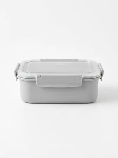 Grey Plastic Food Storage Container With Locking Lid