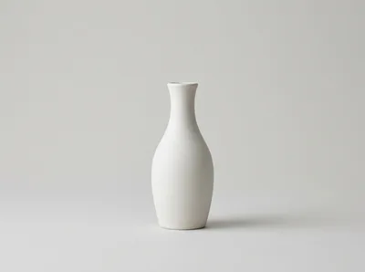 Minimalist White Ceramic Vase On Plain Background