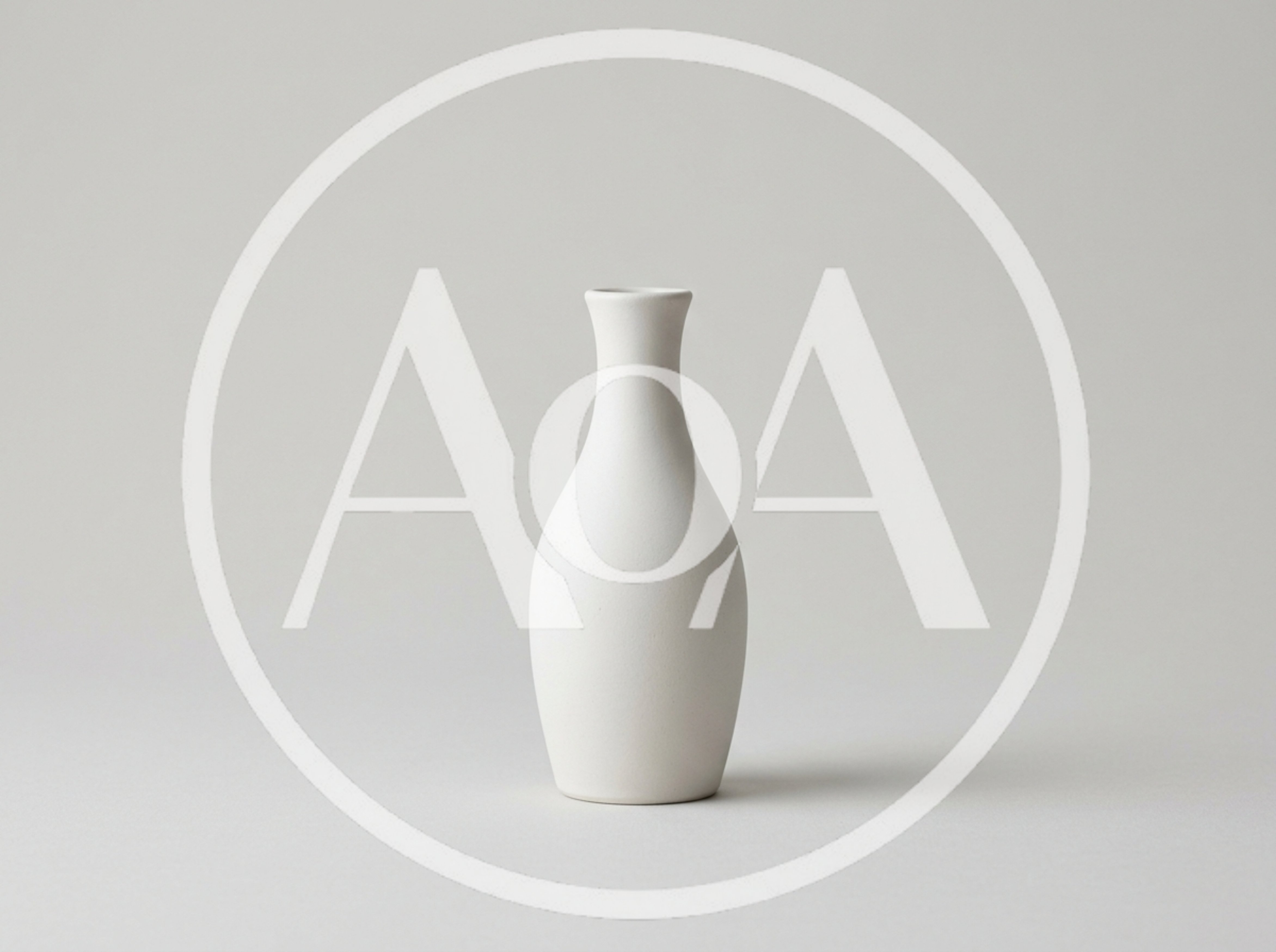 Minimalist White Ceramic Vase On Plain Background