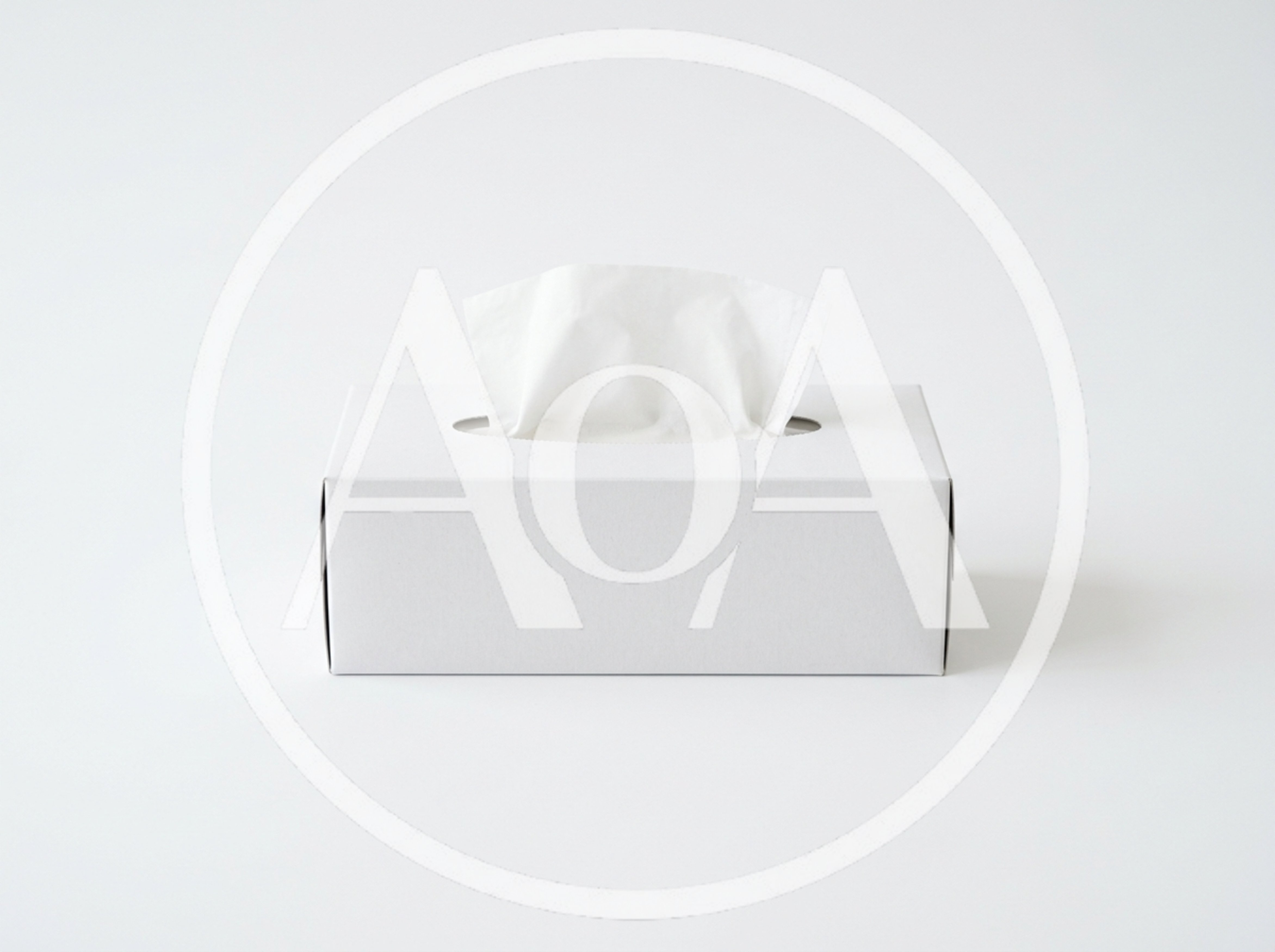 White Tissue Box With Single Tissue Pulling Out