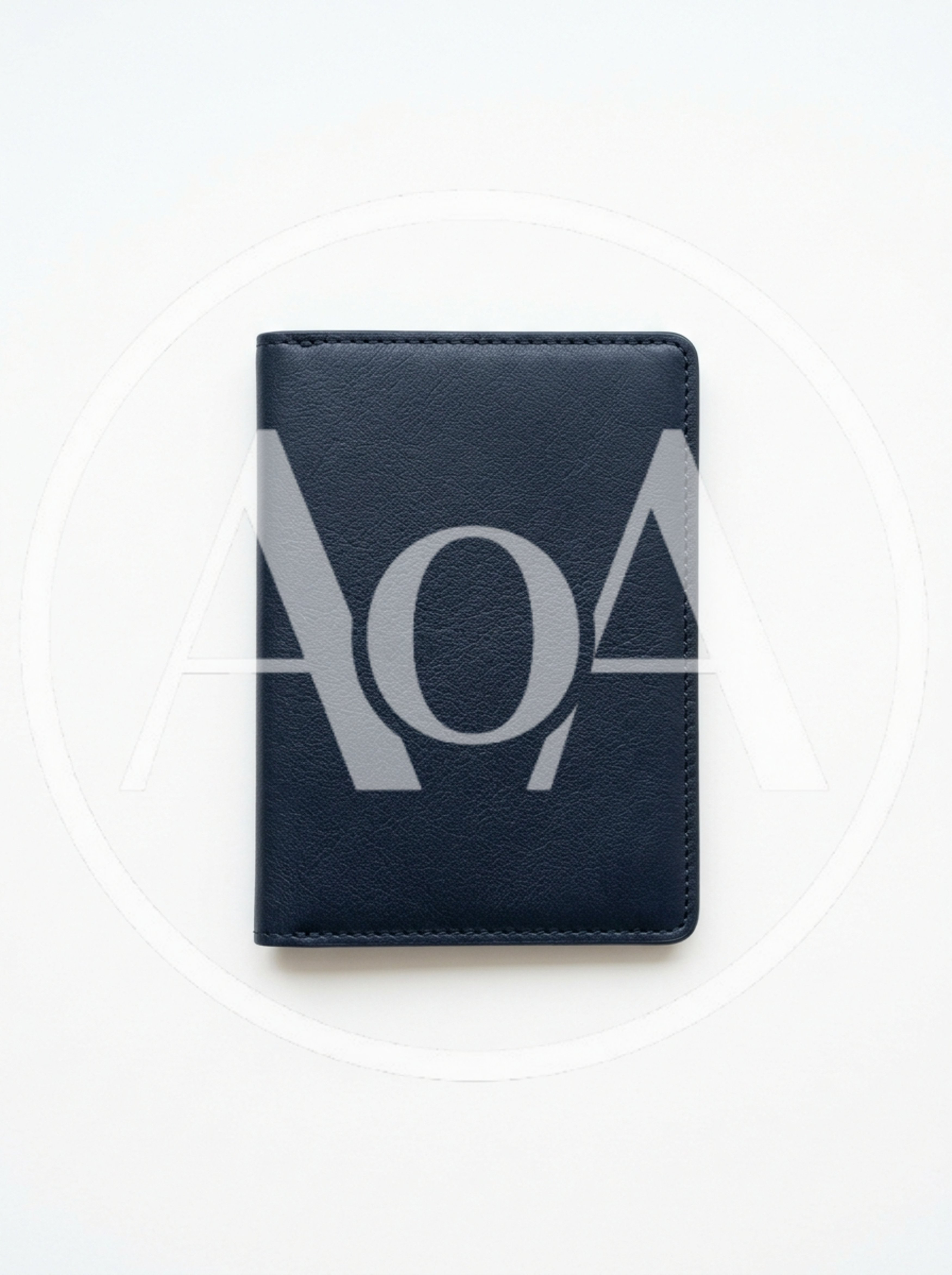 Dark Blue Leather Passport Holder On White Background