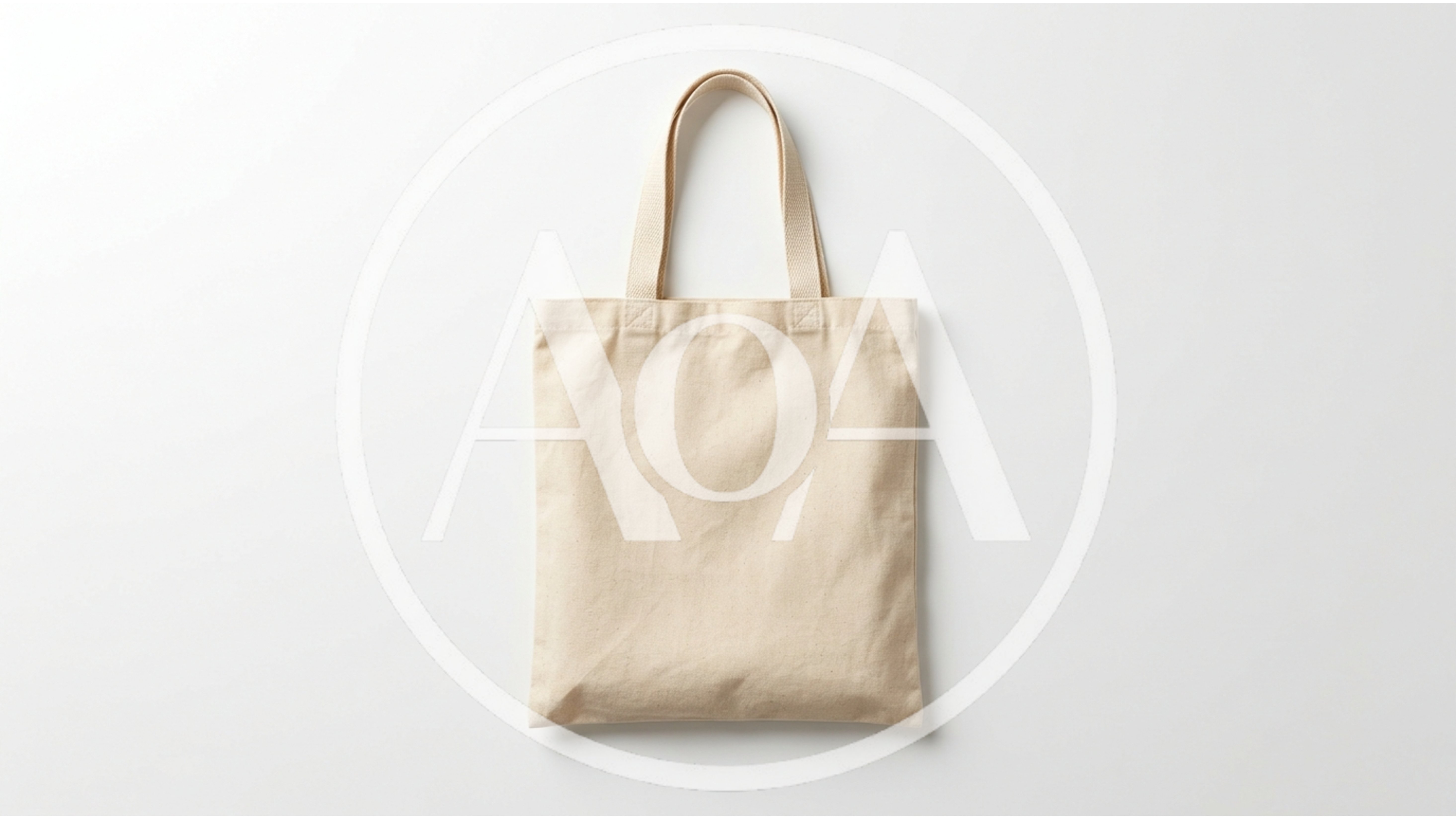 Blank Beige Canvas Tote Bag On White Background