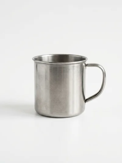 Stainless Steel Camping Mug Isolated On White Background