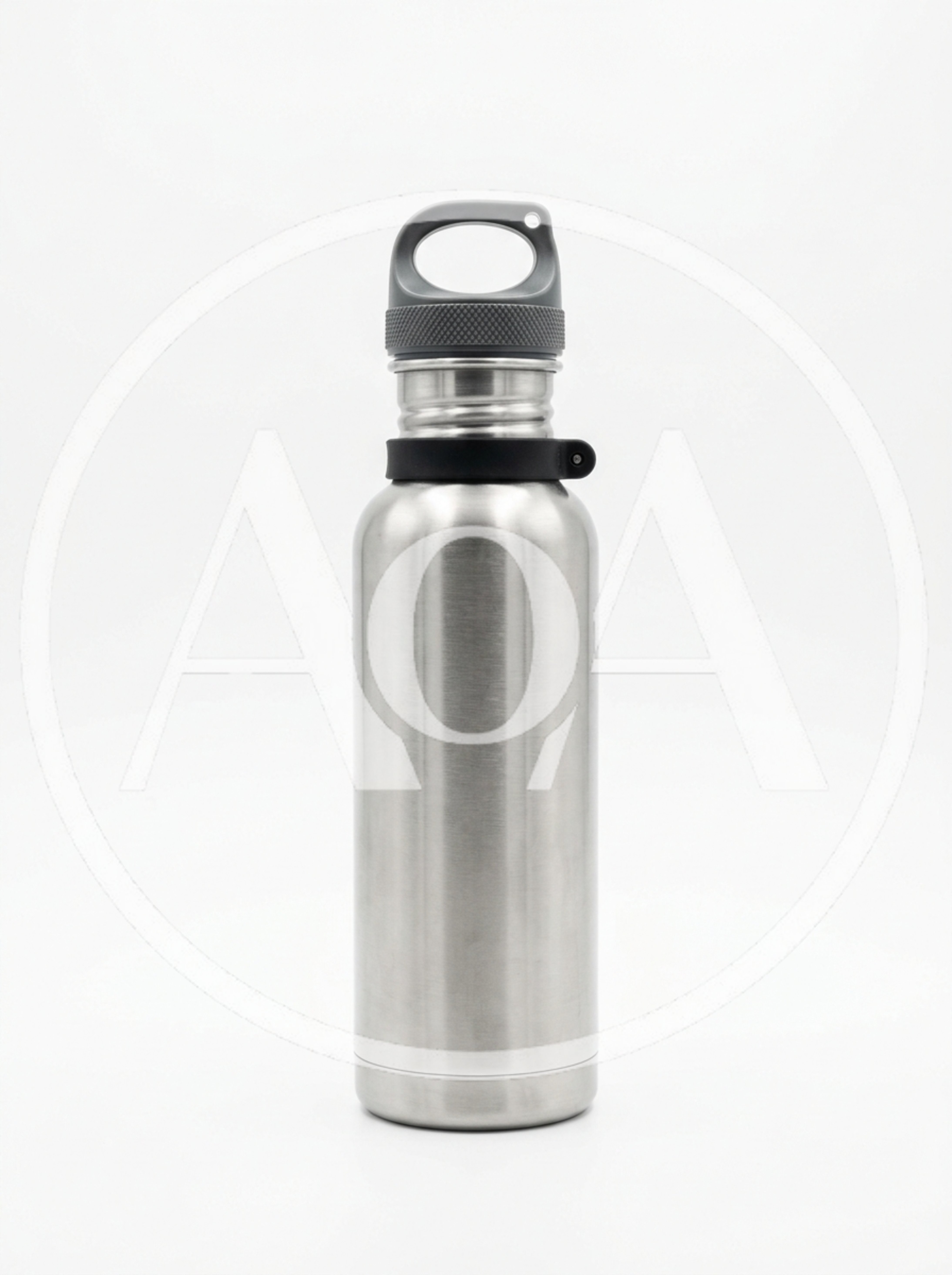 Stainless Steel Reusable Water Bottle Isolated On White