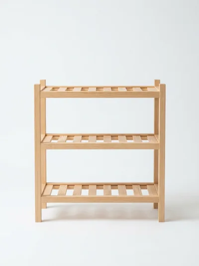 Wooden Three Tier Slatted Storage Shelf