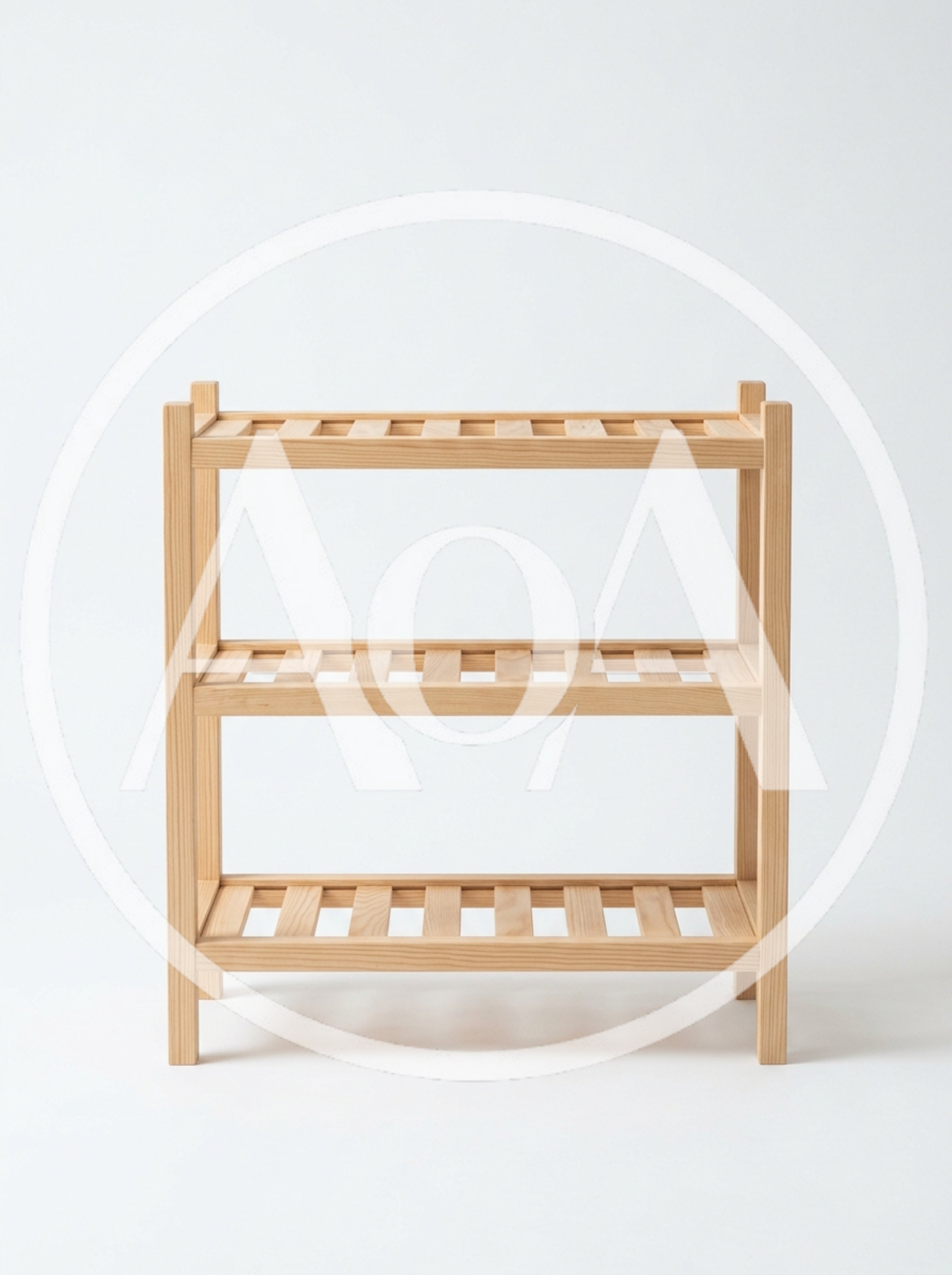 Wooden Three Tier Slatted Storage Shelf