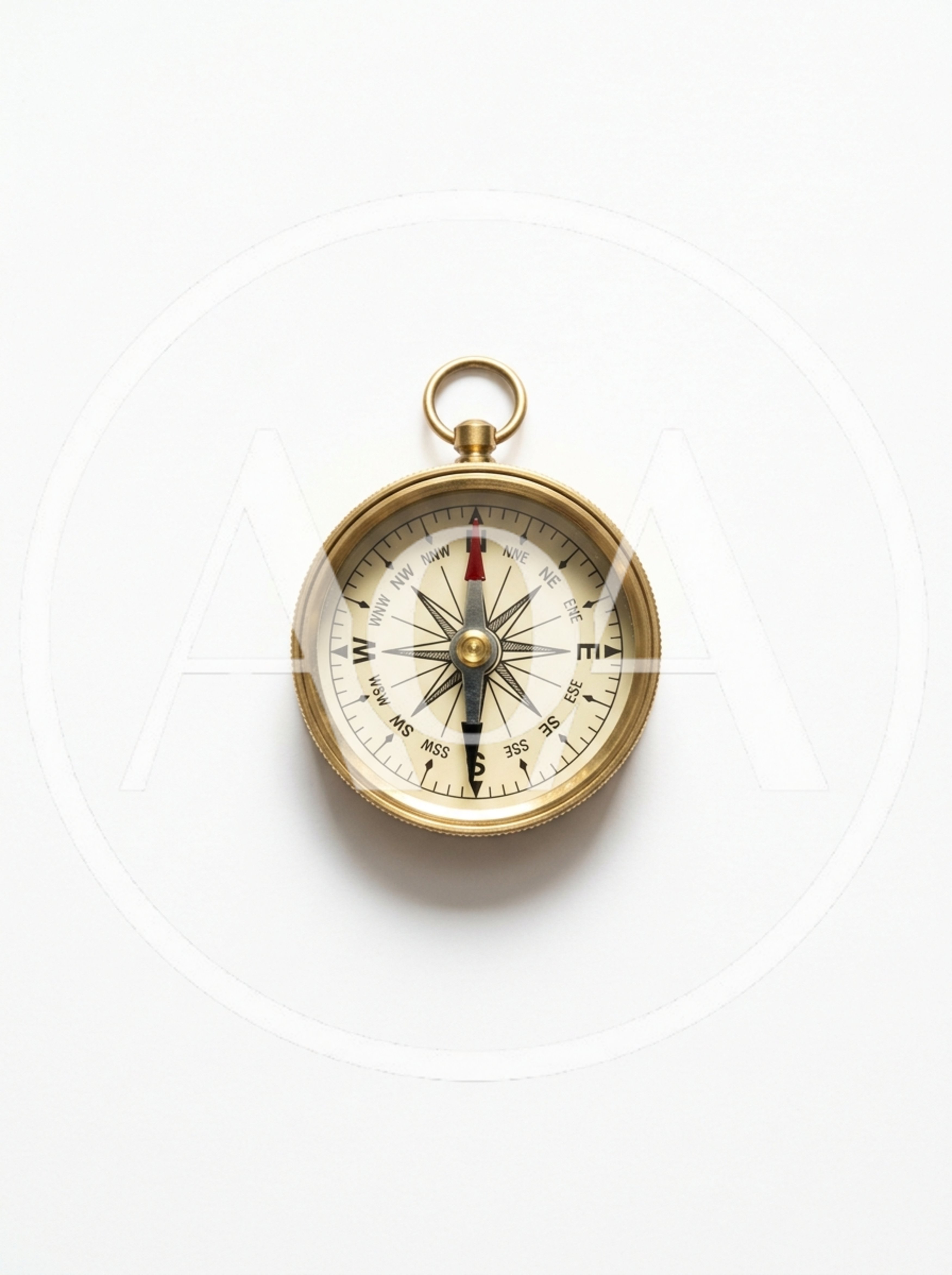 Vintage Brass Compass Isolated On White Background