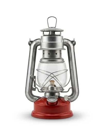 Vintage Style Metal Oil Lantern With Red Base