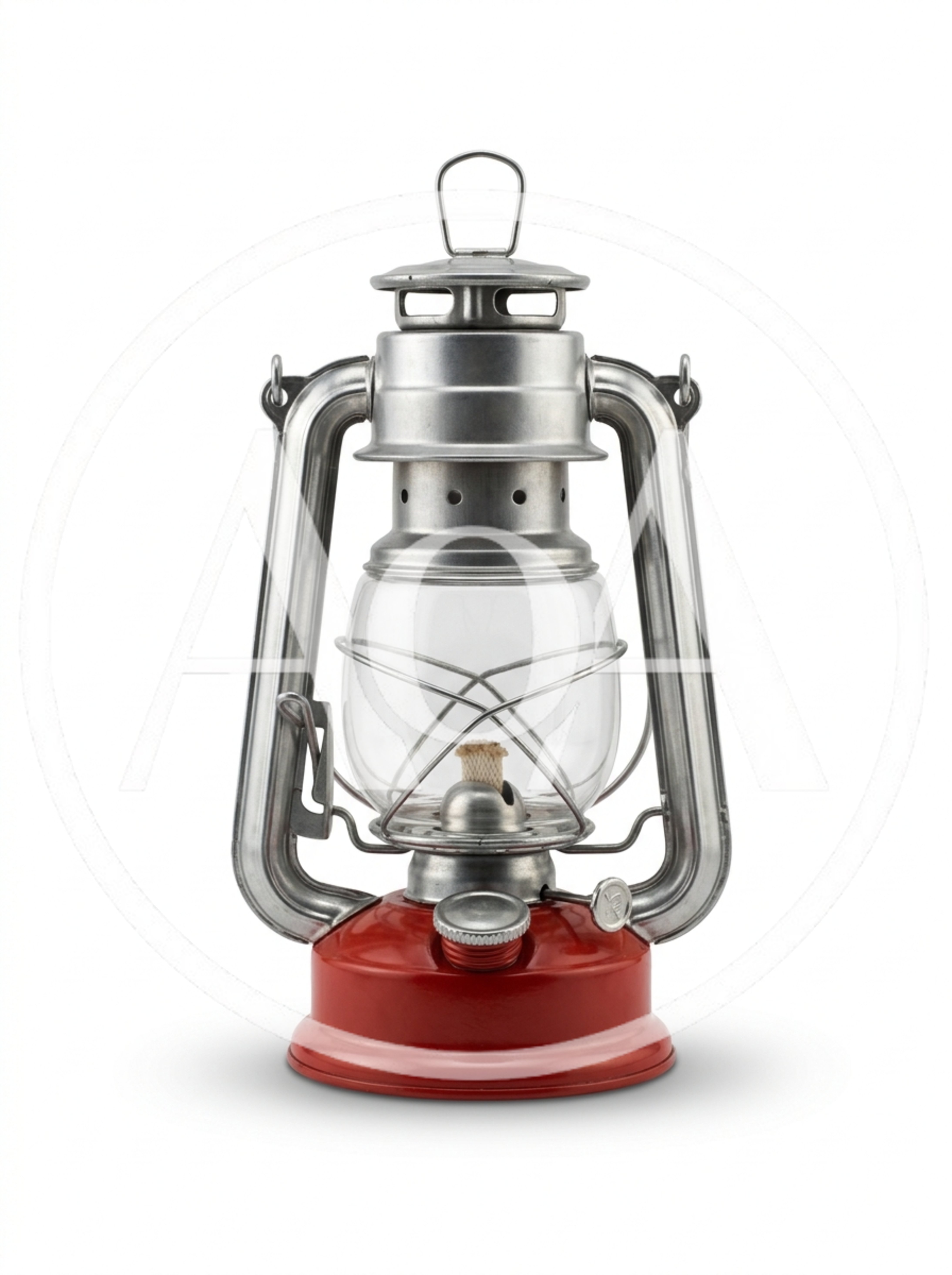 Vintage Style Metal Oil Lantern With Red Base