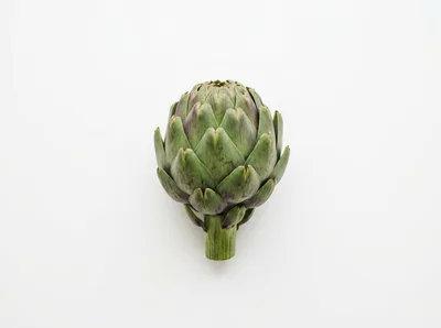 Single Fresh Globe Artichoke on White Background
