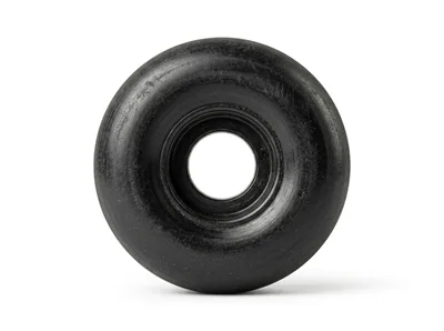 Single Black Skateboard Wheel Isolated On White Background