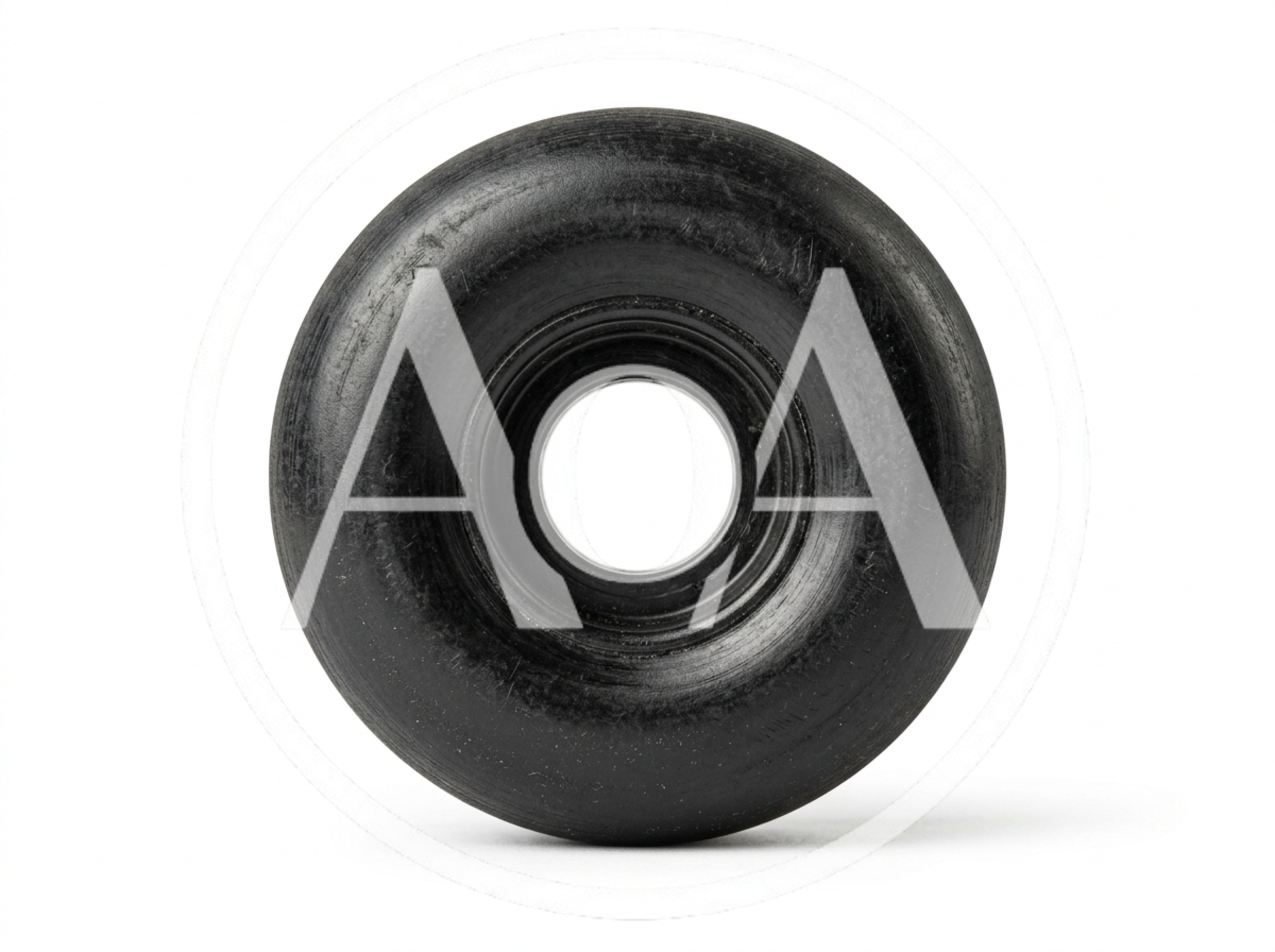 Single Black Skateboard Wheel Isolated On White Background