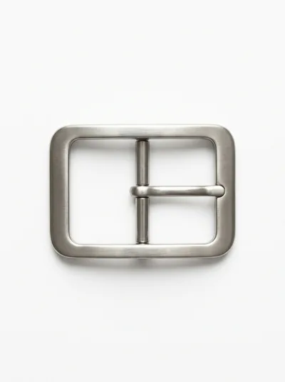 Brushed Metal Belt Buckle Isolated On White Background