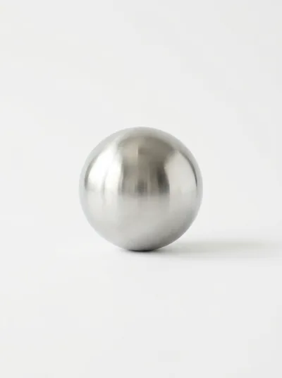 Polished Stainless Steel Sphere On White Background