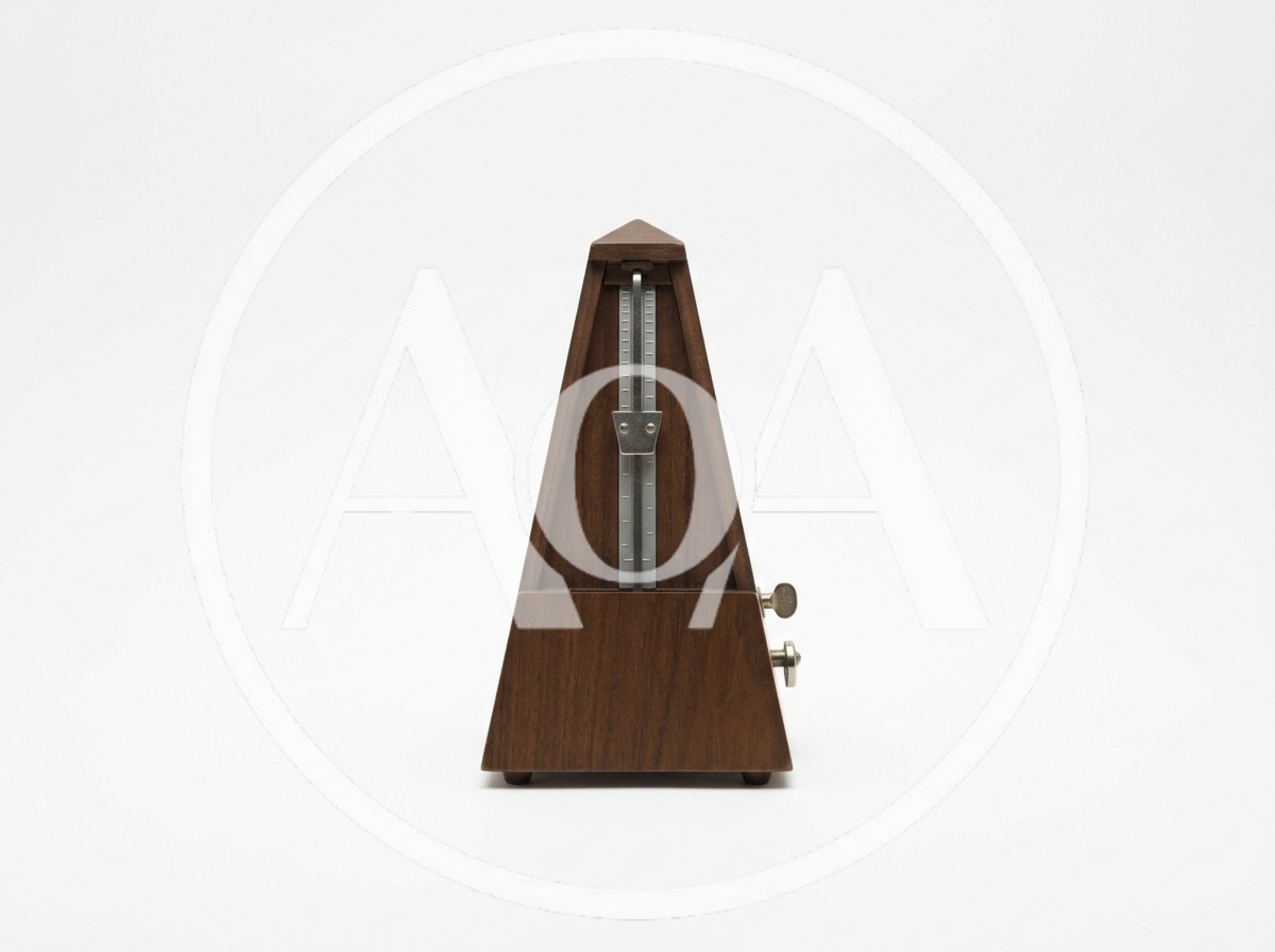 Wooden Mechanical Metronome On White Background