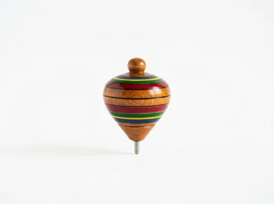 Wooden Spinning Top Toy Isolated On White Background