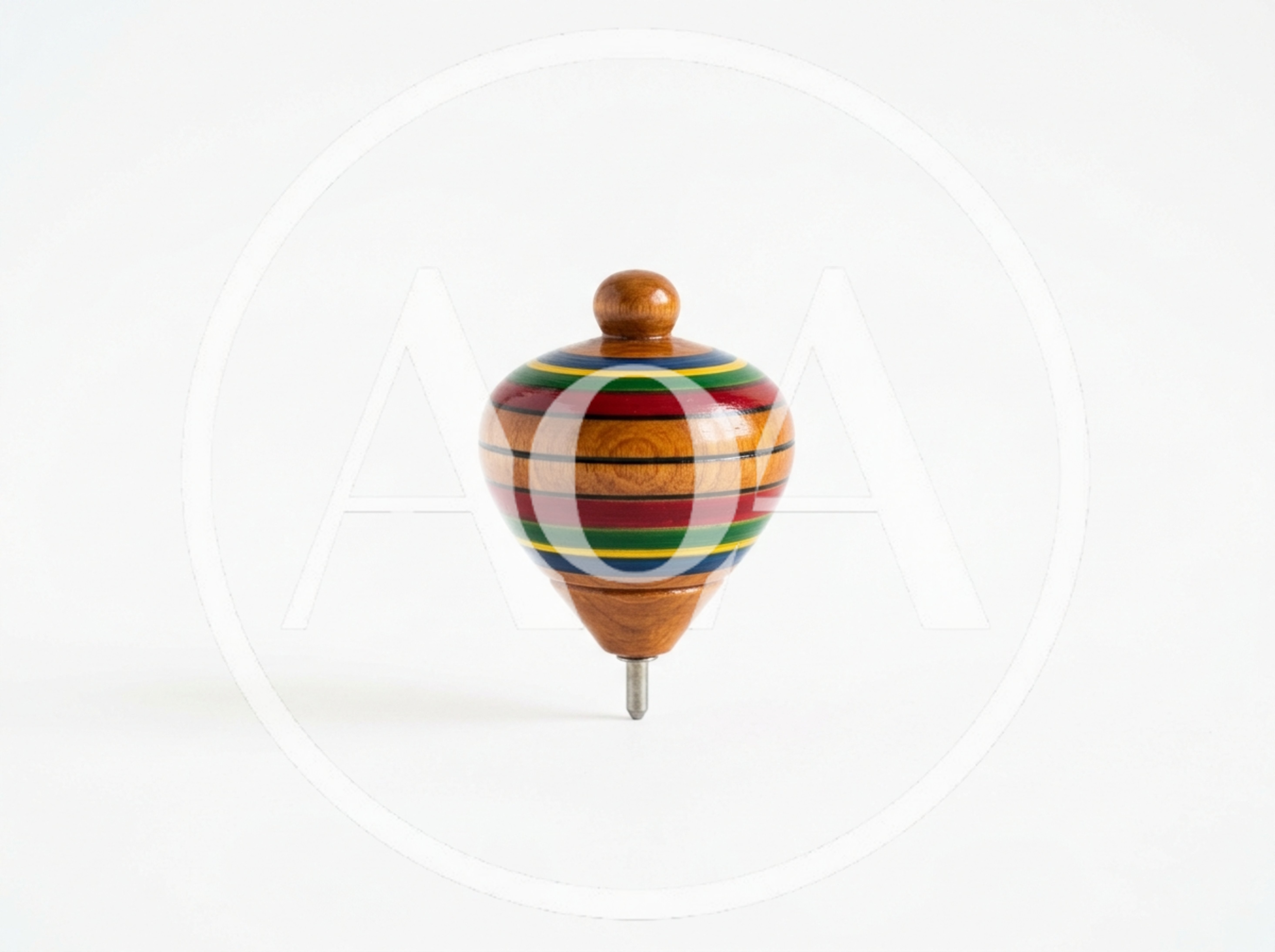 Wooden Spinning Top Toy Isolated On White Background