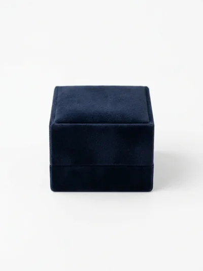 Closed Dark Blue Velvet Jewelry Box