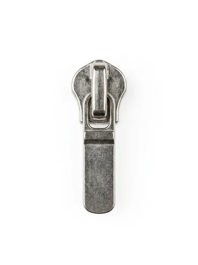 Silver Metal Zipper Slider Isolated On White Background