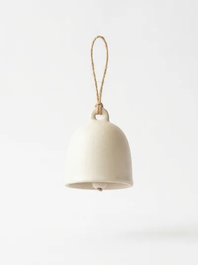 Minimalist Ceramic Bell Hanging With Jute Twine
