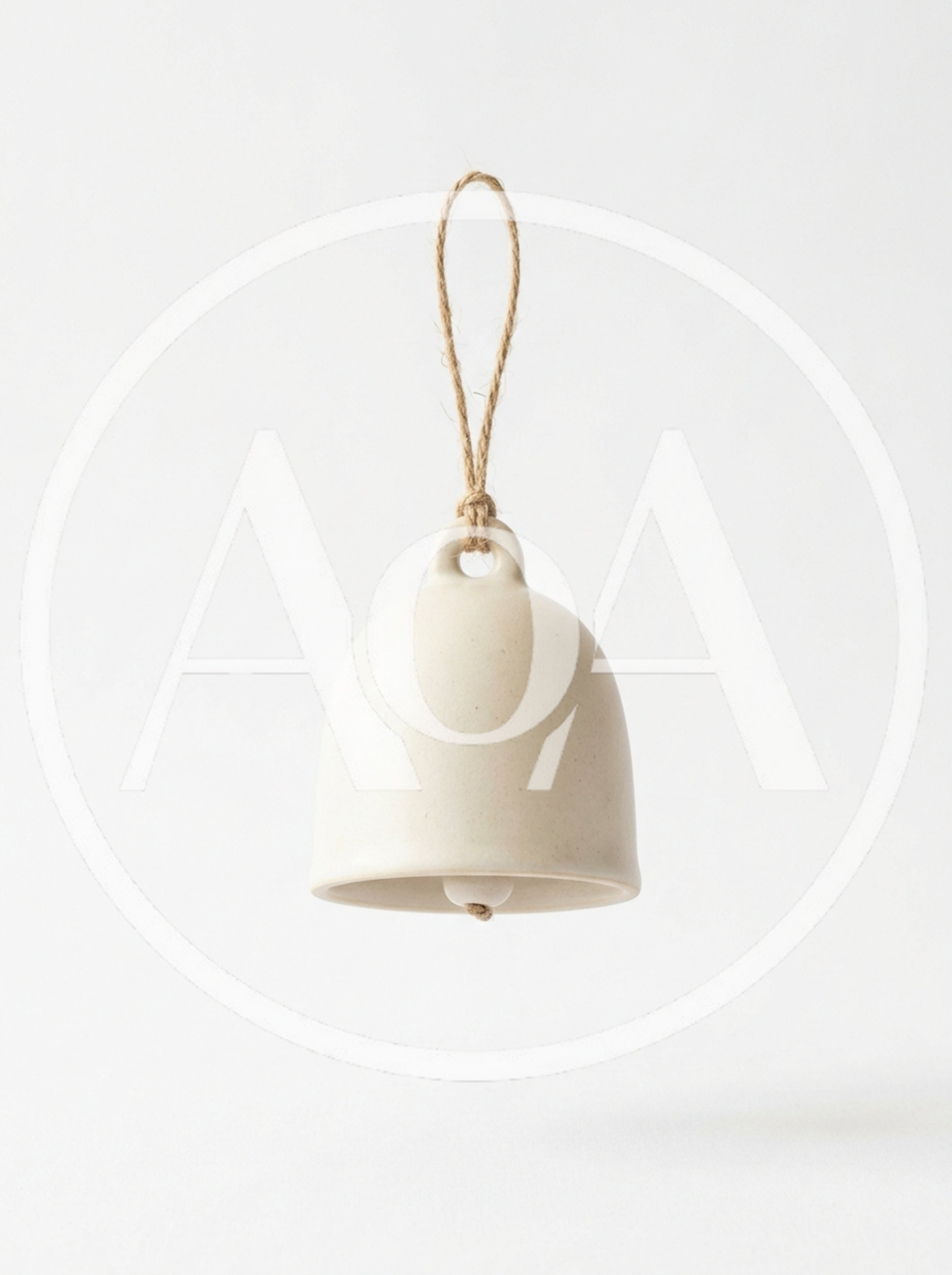 Minimalist Ceramic Bell Hanging With Jute Twine