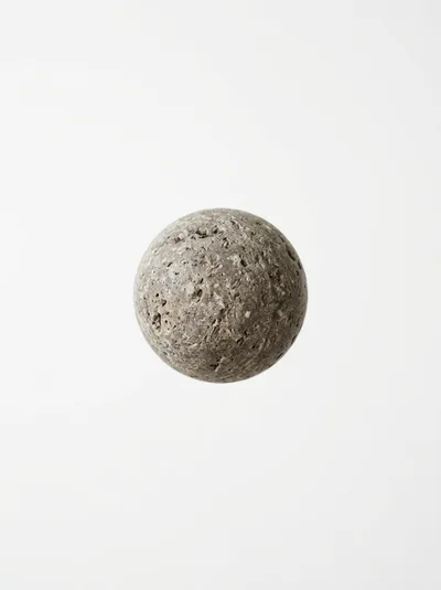 Single Textured Stone Sphere On White Background