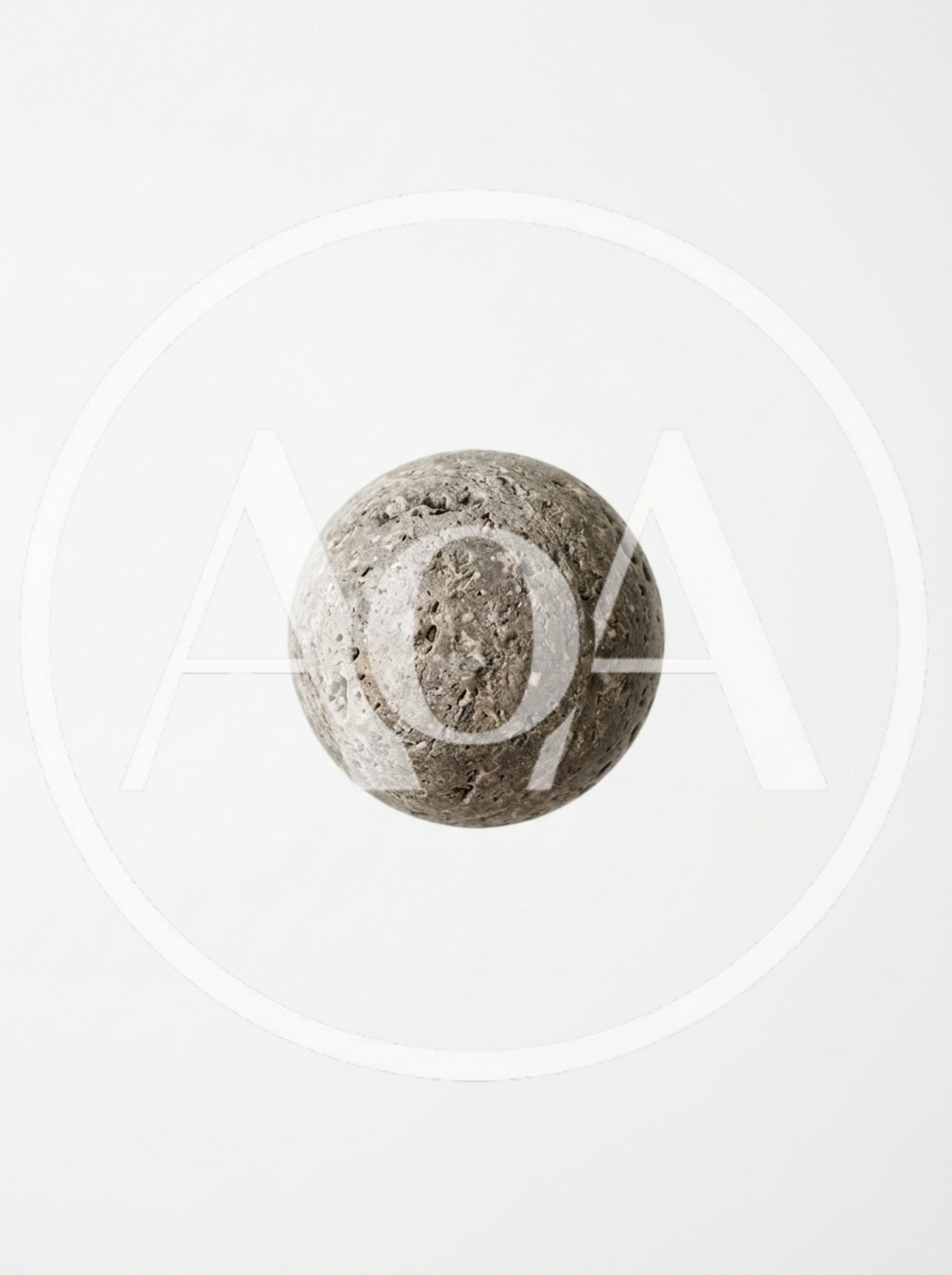 Single Textured Stone Sphere On White Background