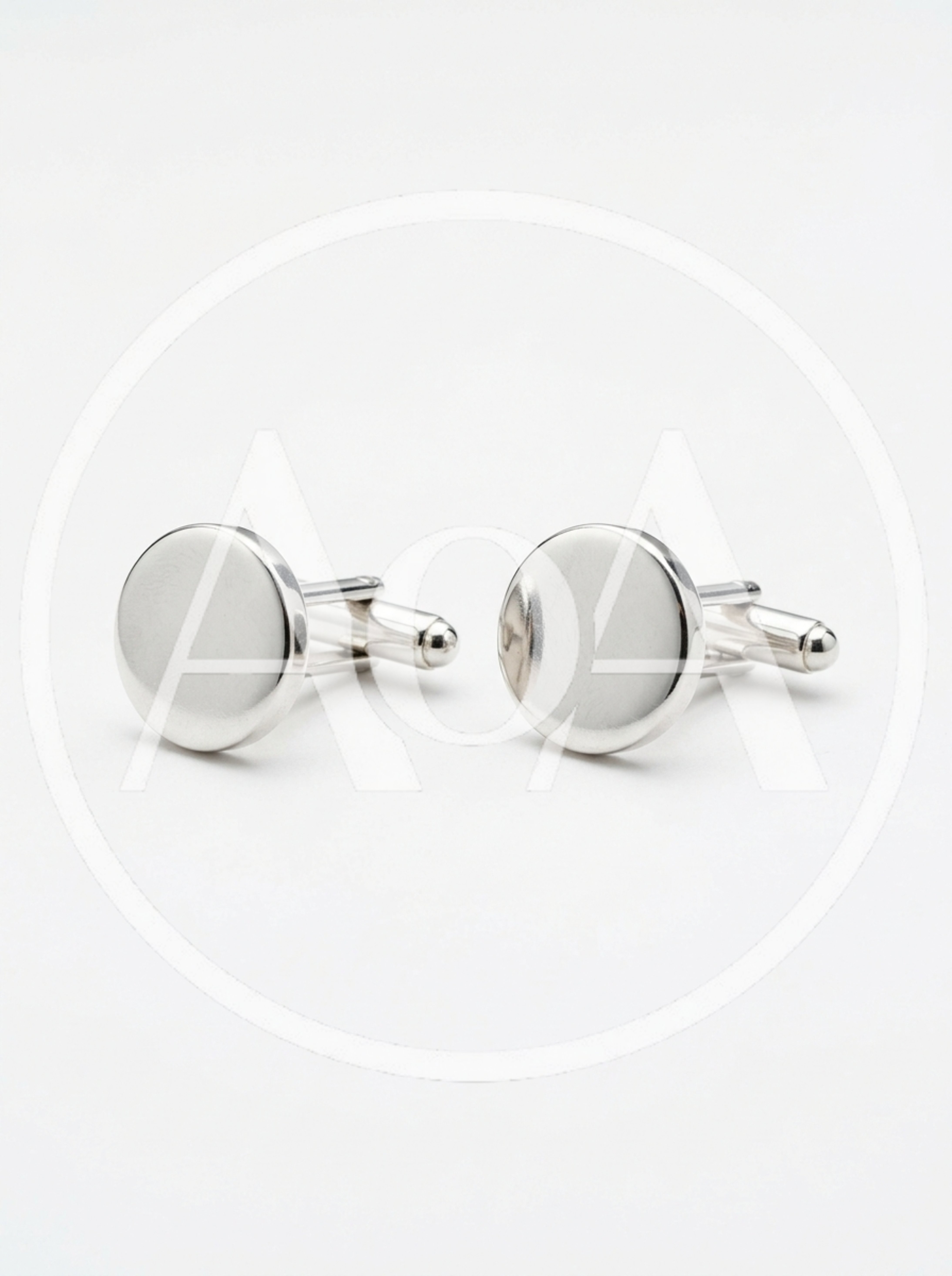 Pair Of Polished Silver Round Cufflinks