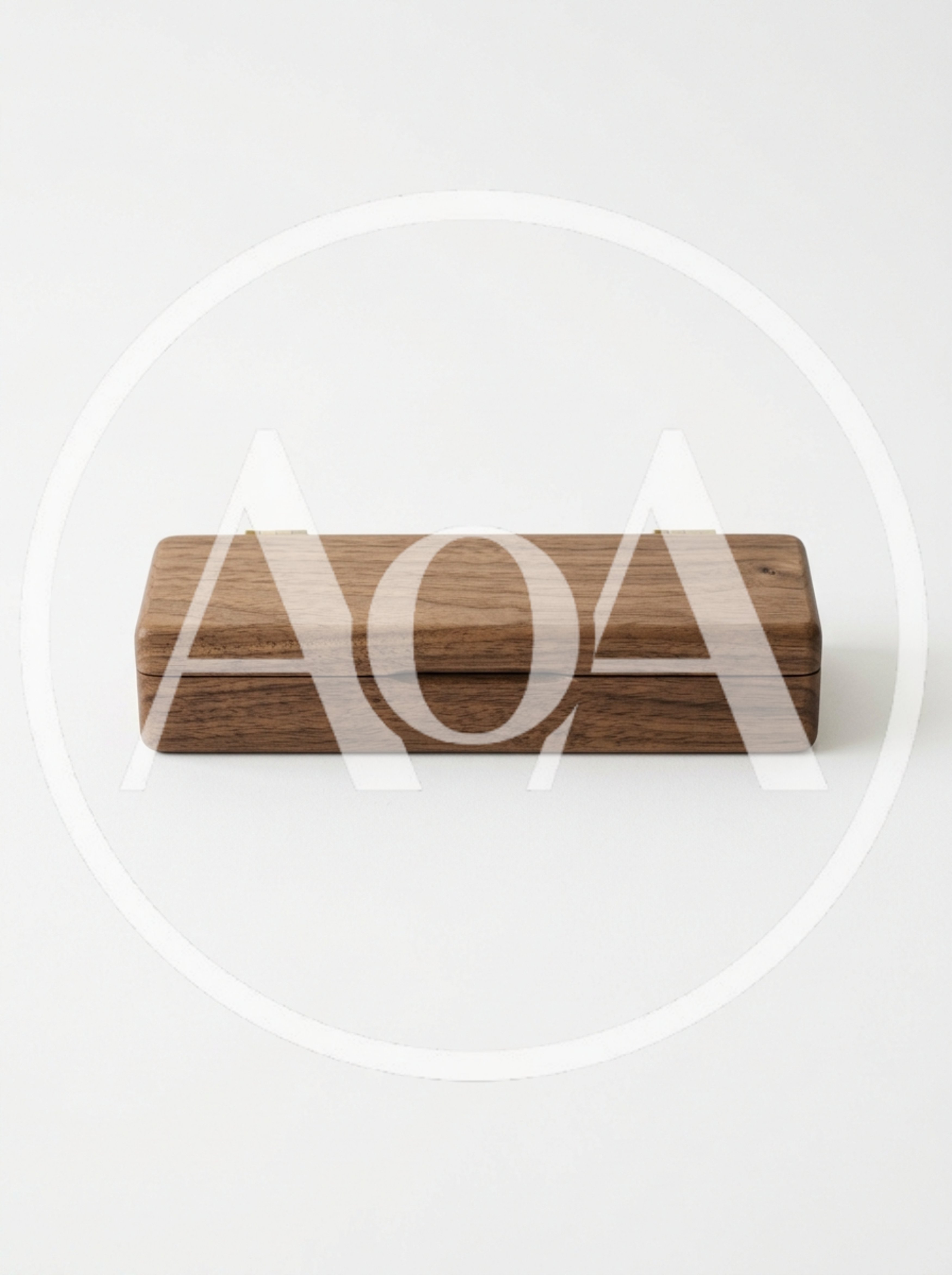 Closed Rectangular Wooden Box On White Background